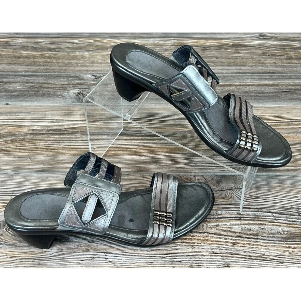 Naot‎ Womens Grey Leather Comfort Heels Sandals EUR 41 US 10.5 Open Toe/Back